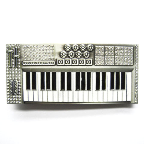 Piano Keyboard w/ Rhinestones Belt Buckle
