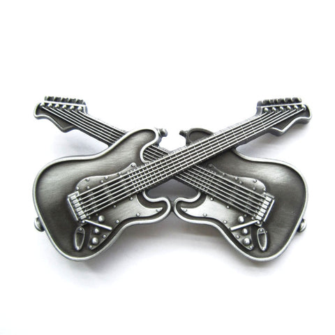 Crossed Guitars Belt Buckle