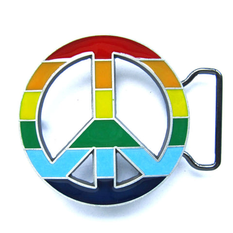 Rainbow Peace Sign Belt Buckle