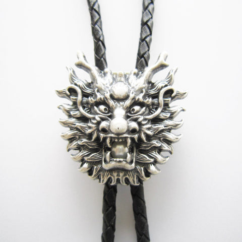 Silver Plated Dragon Head  w/ White Pearl Bolo Tie