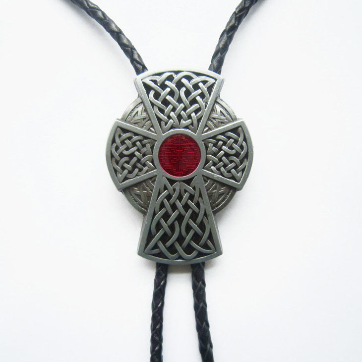 Celtic Red Iron Cross Bolo Tie