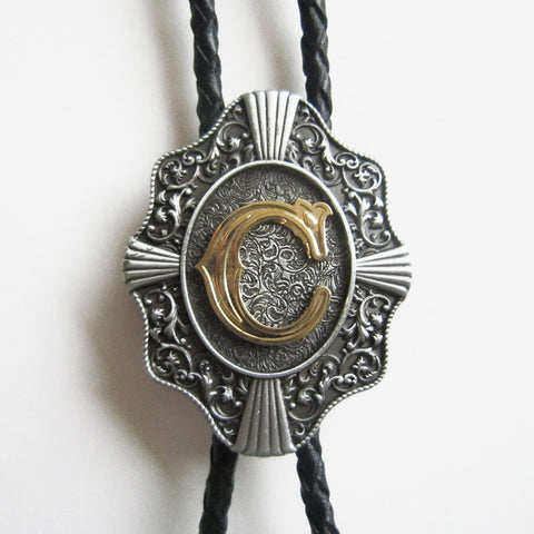 Initial Letter "C" Bolo Tie