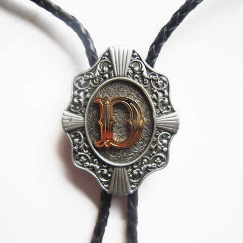 Initial Letter "D" Bolo Tie