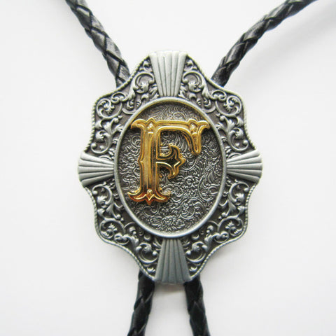 Initial Letter "F" Bolo Tie