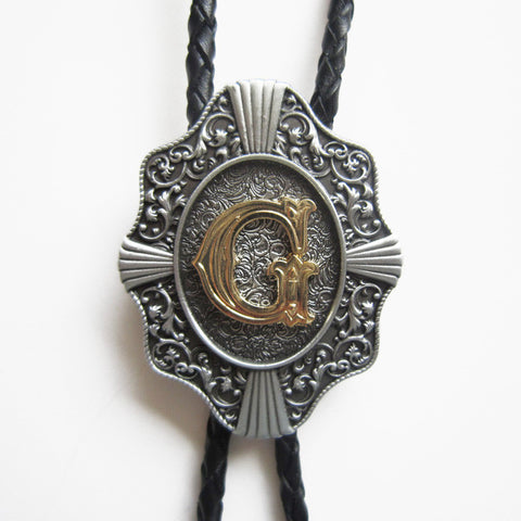 Initial Letter "G" Bolo Tie