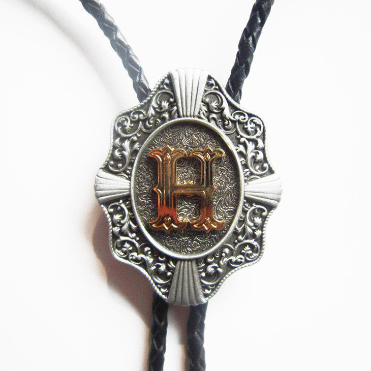 Initial Letter "H" Bolo Tie