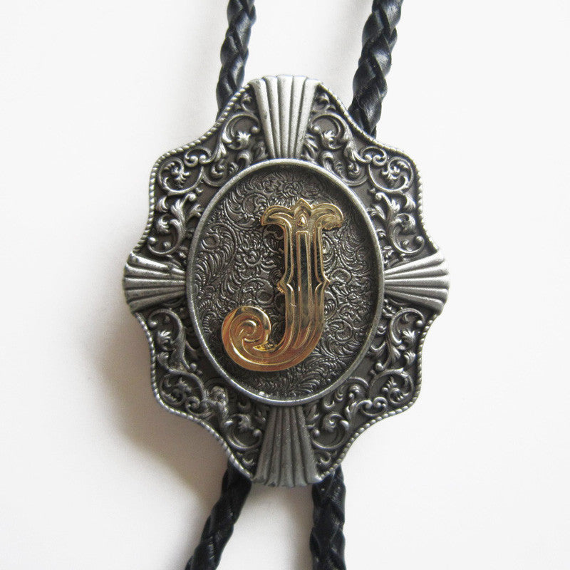 Initial Letter "J" Bolo Tie