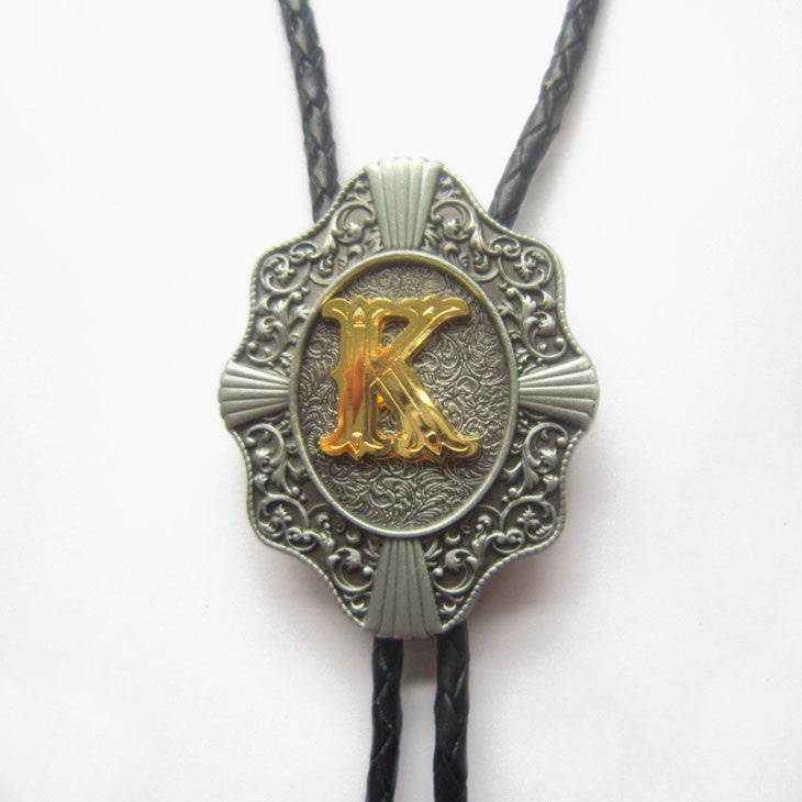 Initial Letter "K" Bolo Tie