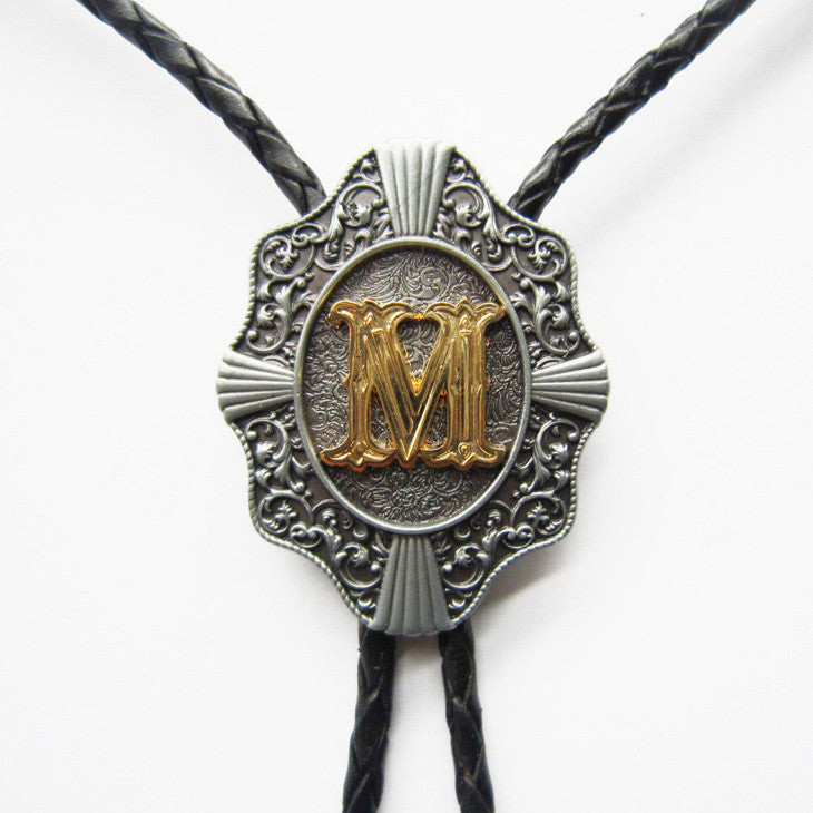 Initial Letter "M" Bolo Tie