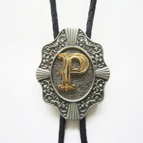 Initial Letter "P" Bolo Tie