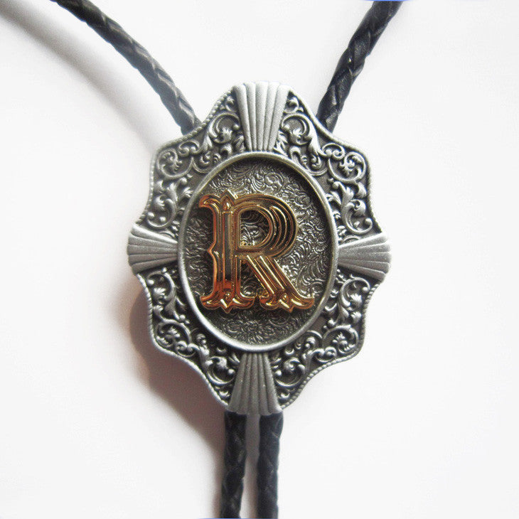 Initial Letter "R" Bolo Tie