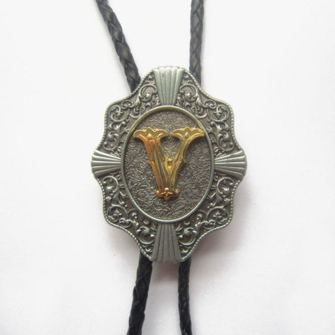 Initial Letter "V" Bolo Tie