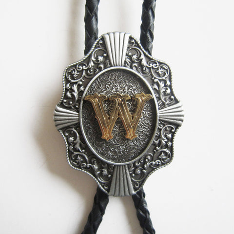 Initial Letter "W" Bolo Tie