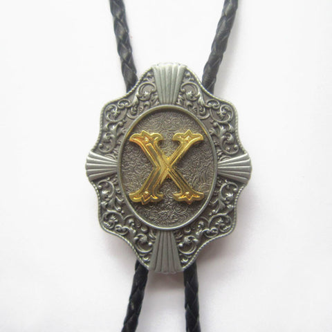 Initial Letter "X" Bolo Tie