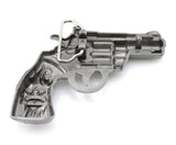 Revolver Gun w/ Skull Tattoo Belt Buckle