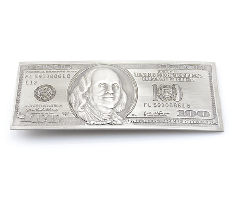 One Hundred Dollar Benjamin Franklin Bill Belt Buckle