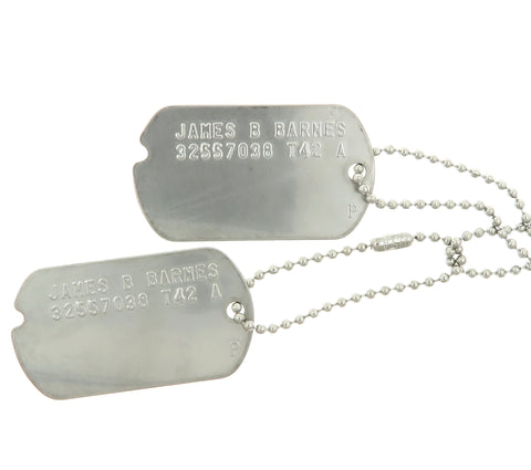 Avengers Captain America Winter Soldier James B. Barnes "BUCKY" Stainless Steel Military WWII Style Replica Dog Tag Set