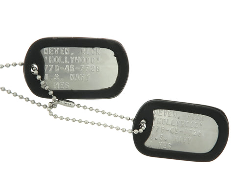 Top Gun Rick Neven "Hollywood" Stainless Steel Military Replica Dog Tag Set