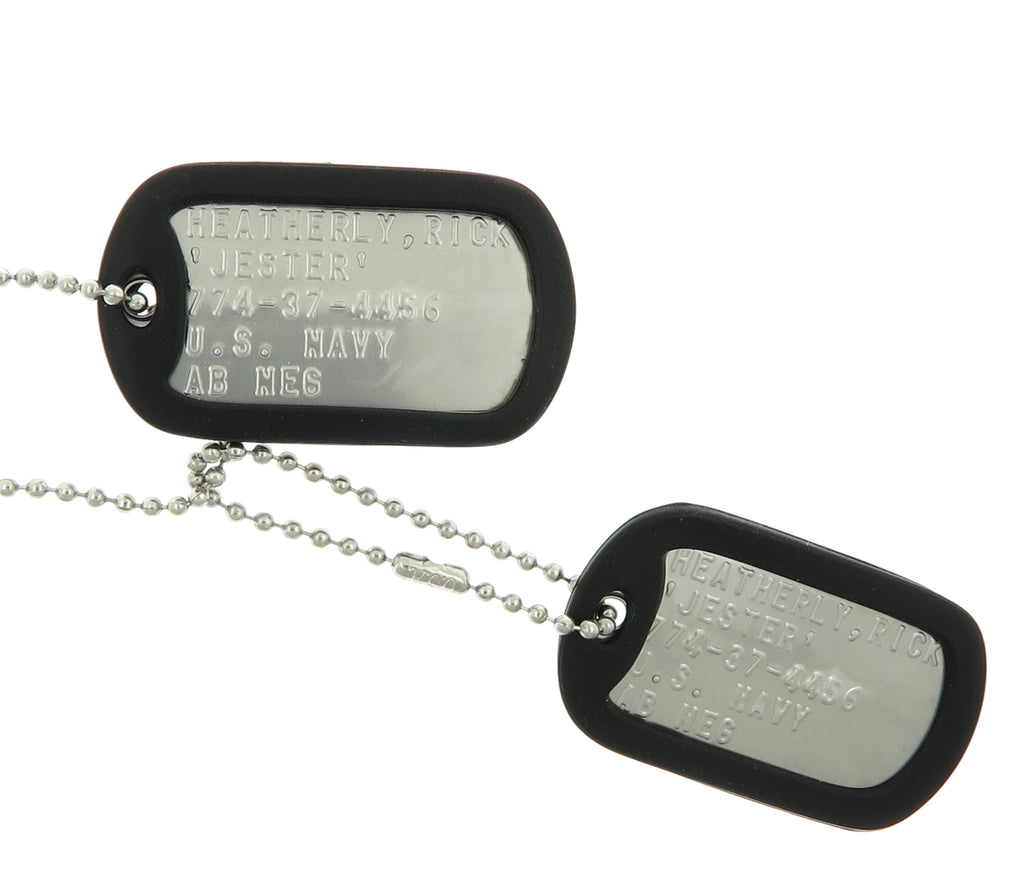 Top Gun Rick Heatherly "Jester" Stainless Steel Military Replica Dog Tag Set