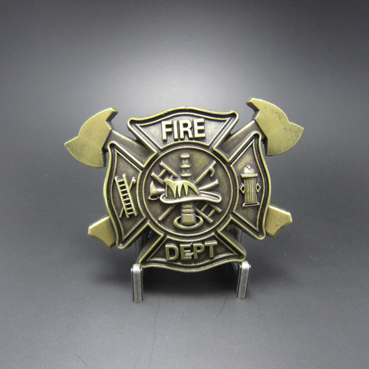 Bronze Fire Dept Firefighter Belt Buckle