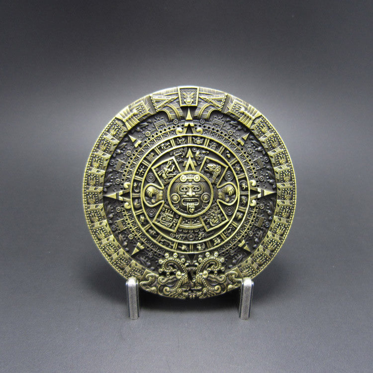 Bronze Mayan Calendar Belt Buckle