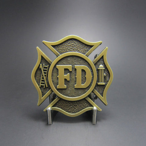Bronze FD Fire Department Firefighter Belt Buckle
