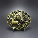 Bronze Western Horse & Saddle Belt Buckle