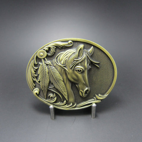 Bronze Western Horse Belt Buckle