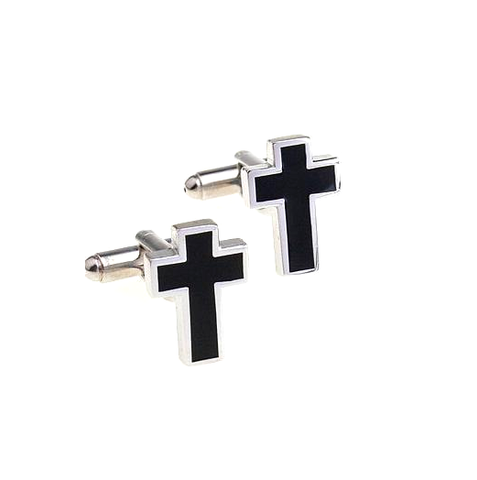 Black Cross Stainless Steel Cufflinks