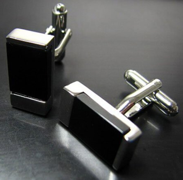 Black Opal Stone Stainless Steel Cufflinks