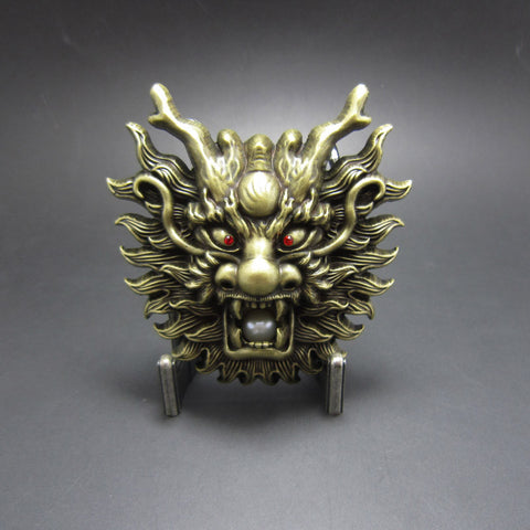 Bronze Asian Dragon Head Belt Buckle