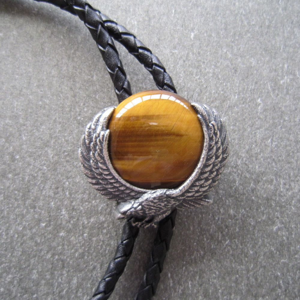 Silver Plated Eagle w/ Tiger Eye Stone Bolo Tie