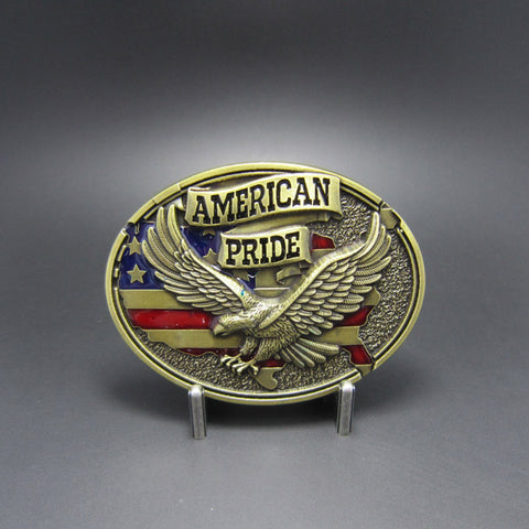 Bronze American Pride Eagle Flag Belt Buckle
