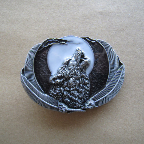 Howling Wolf Moon Belt Buckle