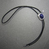 Silver Plated Blue Plessite Stone w/ Feather Bolo Tie