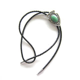 Silver Plated Indian Arrow Green Aventurine Stone Bolo Tie