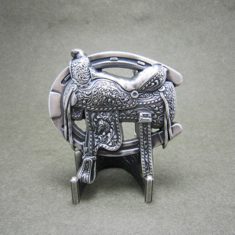 Silver Plated Horse Saddle Belt Buckle