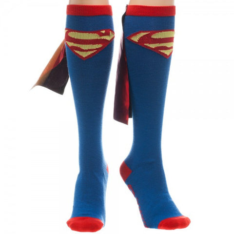 Superman Logo Knee High Shiny Cape Socks