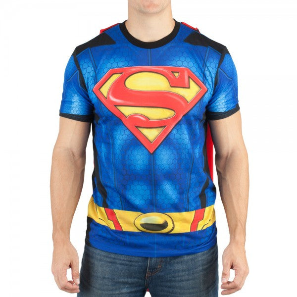 Superman Suit Up Sublimated Caped T-Shirt