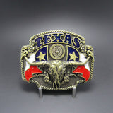 Bronze Texas Longhorn State Flags Belt Buckle