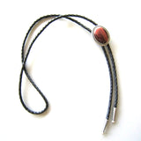 Silver Plated Red Tiger Eye Stone Bolo Tie