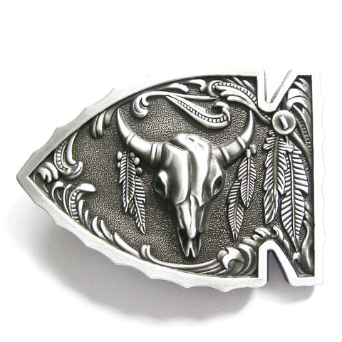 Arrowhead Bull Native American Belt Buckle