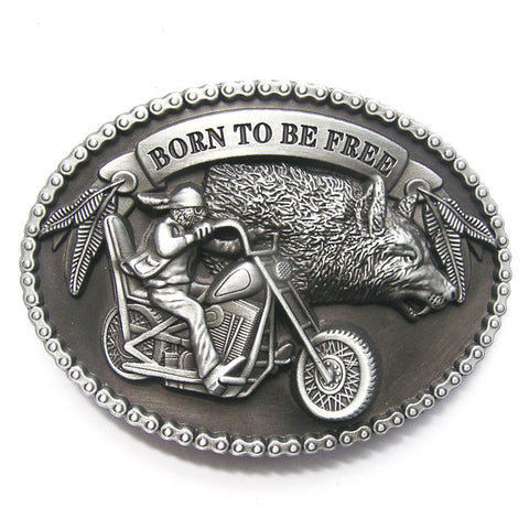 Born to be Free Wolf Motorcycle Belt Buckle
