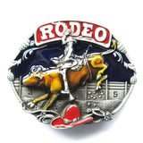 Rodeo Bull Riding Cowboy Color Belt Buckle