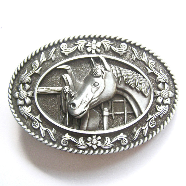 Horse & Saddle Western Belt Buckle