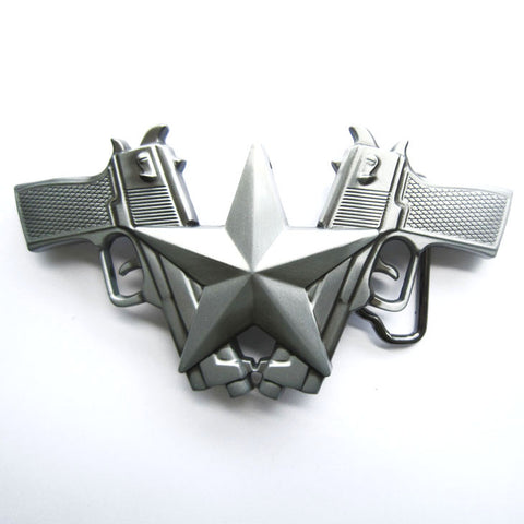 Guns and Star Belt Buckle
