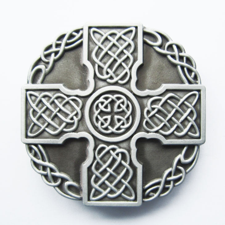 Celtic Knot Cross Round Belt Buckle