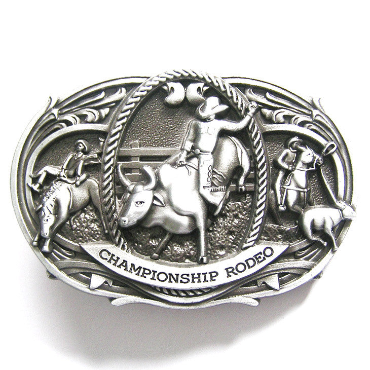 Championship Rodeo Bull Riding Belt Buckle