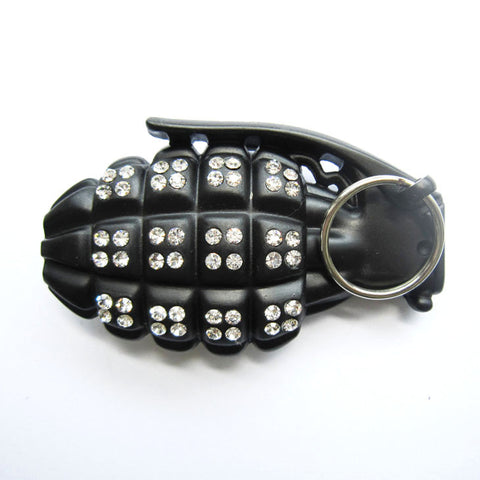 Black Grenade w/ Rhinestones Belt Buckle