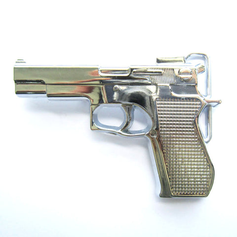Chrome Hand Gun Belt Buckle